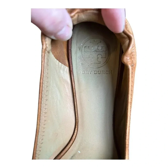 Tory Burch Brown Minnie Travel Ballet Flats Women’s Slippers Soft Napa Leather - Picture 11 of 13